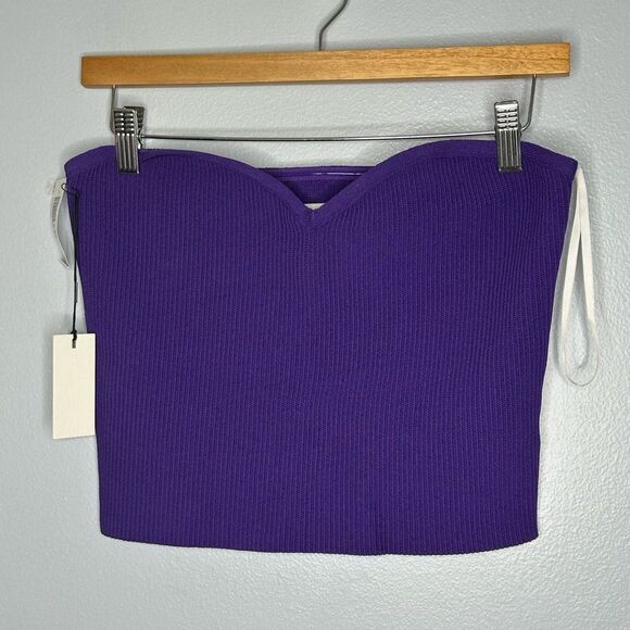 Babaton Sculpt Knit Sweetheart Top L Violet Purple NWT Versatile Flattering - Picture 1 of 4
